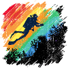 Vivid Underwater Diver Illustration