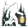 Yeti Bigfoot walks dog