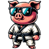 Karate Pig With Sunglasses