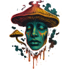 Psychedelic Mushroom Face Surreal Design
