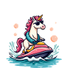 Pinker Einhorn Wellenreiter