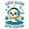 Kawaii cucciolo di foca pattinaggio in inverno terra