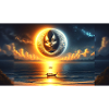 Moon and sunhugging each other