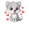 Cute wolf with hearts