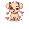 Cute puppy with hearts