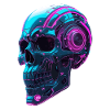 Crâne Cyberpunk – Tête Techno Néon