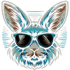 Bunny with sunglasses neon style