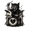 Katzen-Drummer mit gebrochenem Herz