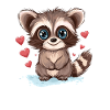 Raccoon with Hearts