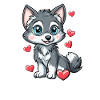 Cute husky with hearts
