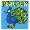 Peacock cartoon - weathered look