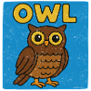 Owl cartoon -weathered look