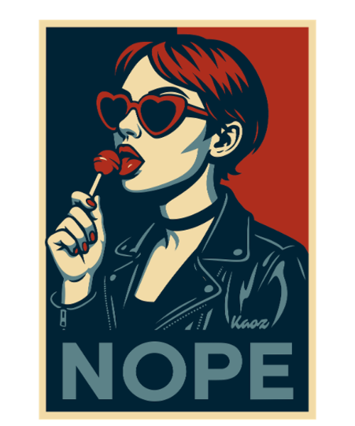Retro Pop Art Girl – Plakat z oświadczeniem NOPE