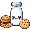 Kawaii Milk and Cookies Illustration
