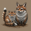 Playful Fox Mother and Child