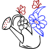 Watering Can with Flowers and Butterflies
