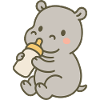 Hippopotamus with bottle