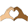 Coloured heart hand motif - customisable