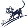 Curious cat in curved line