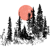 Sunset Forest Silhouette T-Shirt Design