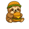 Cute Sloth Hamburger Cheeseburger Whimsical