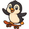 Cool Penguin Skateboard Skateboarder Cartoon