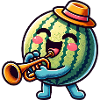 Funny Watermelon With Trumpet