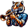 Tigre Avec Trompette En Costume