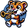Tigre mignon avec trompette
