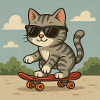 Cool cat on skateboard