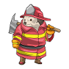 Hedgehog Firefighter Axe Fire Brigade