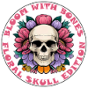 skull sticker bloom with bones flowers