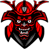 Menpō Mask – Red Black Samurai Style