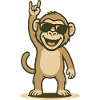 Cool rocker baboon with sunglasses