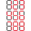Digital numbers from 1 to 9 in red on black