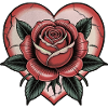 Heart with rose, love, tattoo