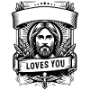 jesus loves you with bow