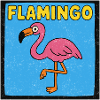Flamingo Cartoon - Weathered Look