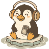Music-loving cute penguin with headphones