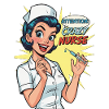Funny retro nurse with syringe