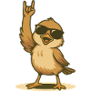Rocking sparrow with sunglasses
