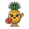 Kawaii Pineapple Heart Cartoon