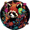 Panda roux,panda,fleurs, illustration