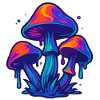 Neon mushroom group