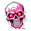 Pink skull with glowing eyes