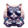 Cat Gamer Gaming Nerd