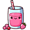 Kawaii Pink Fruit Juice Illustration