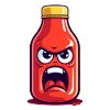 Vred flaske ketchup med ansigt