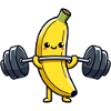Funny banana lifts weights
