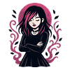 Fille gothique lune rose